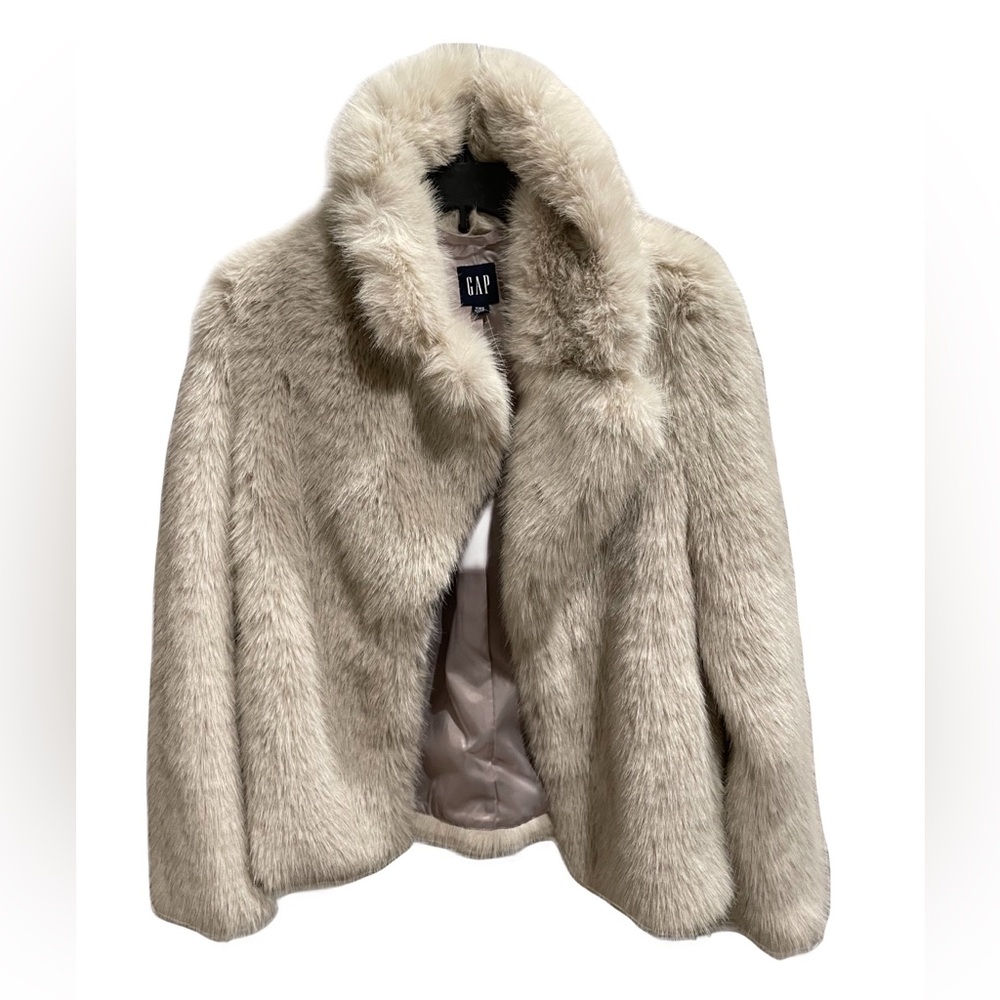 ❤️ GAP GORGEOUSNATURAL BEIGE FUR JACKET SIZE XXS NEW